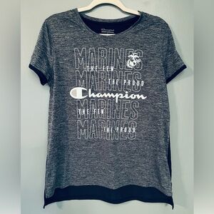 Champion Heather Gray Marines Tee Large